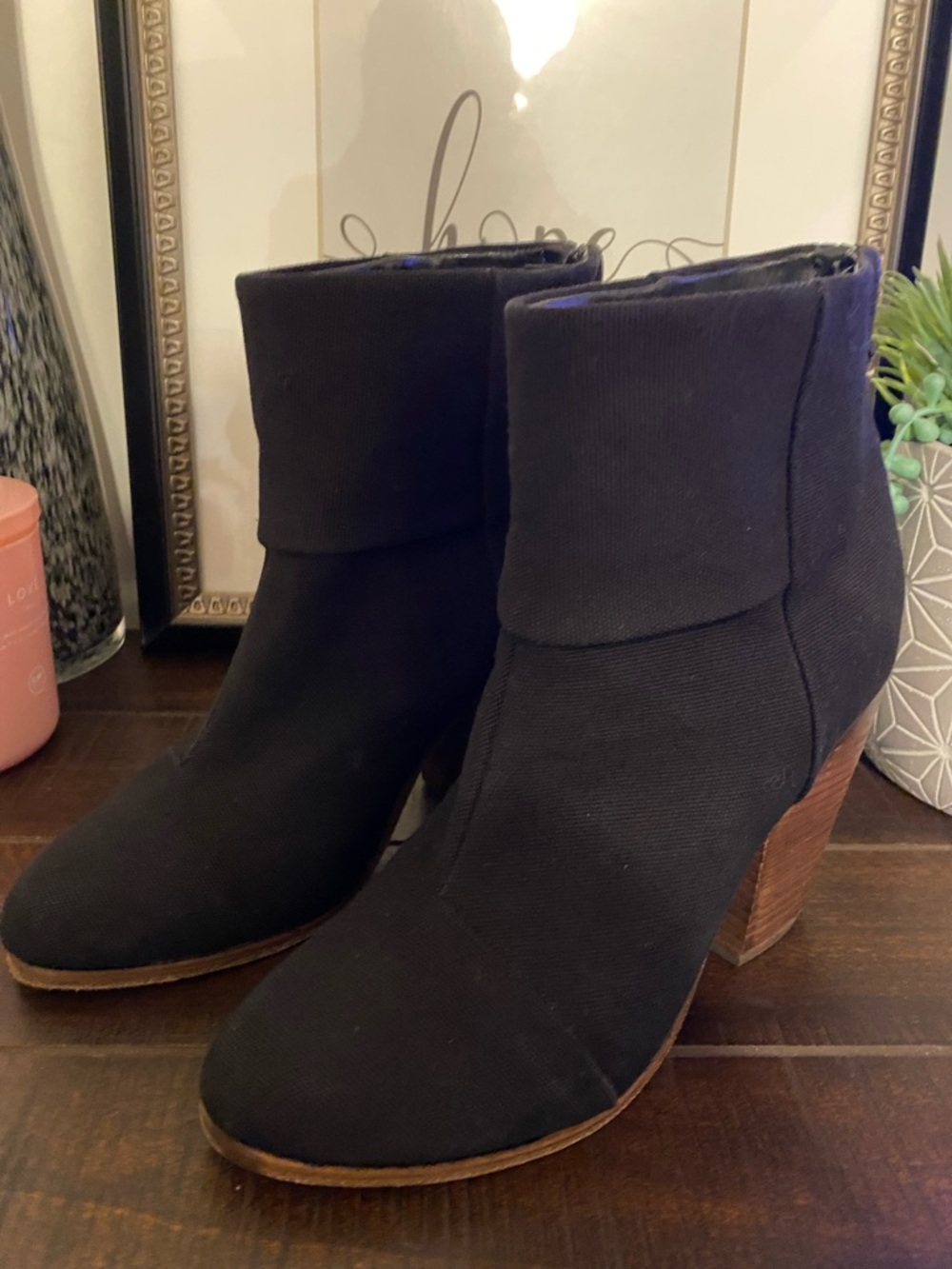 Rag & Bone New York Classic Newbury Ankle Booties Size 9 Black Canvas Heel Zip - Picture 7 of 12